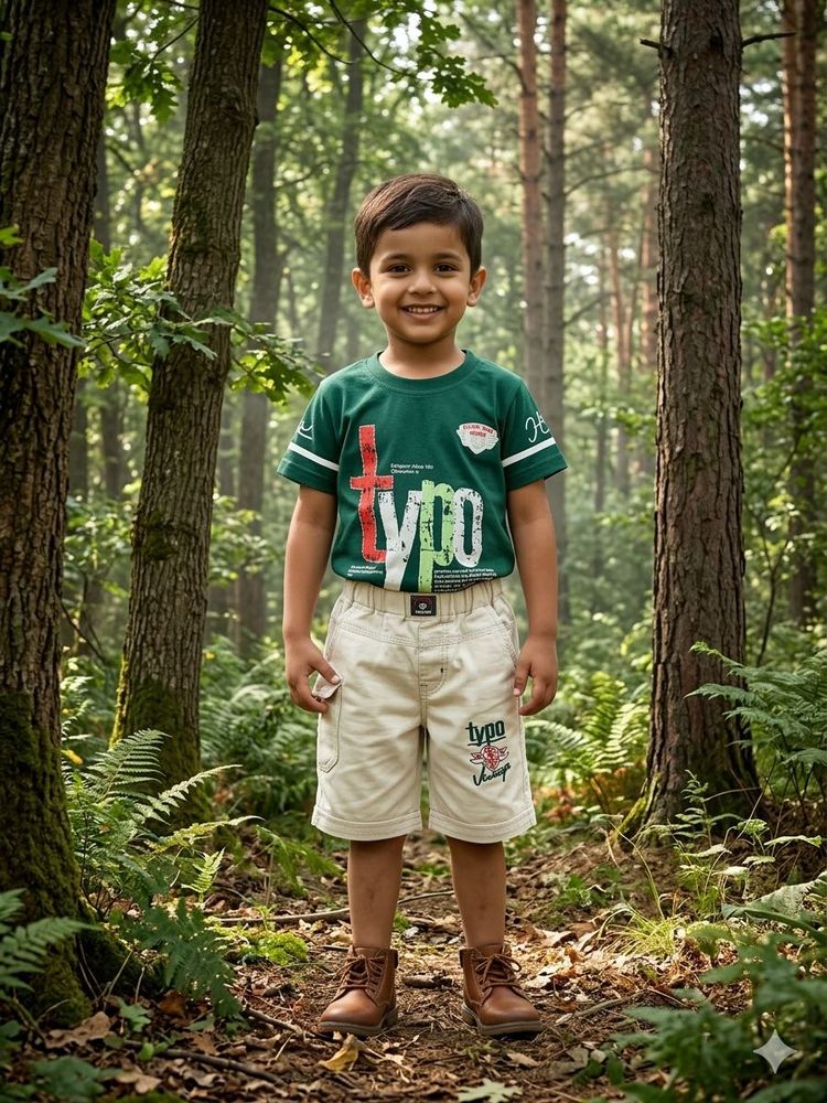 Boys Green Typo T-Shirt &amp; Shorts Set
