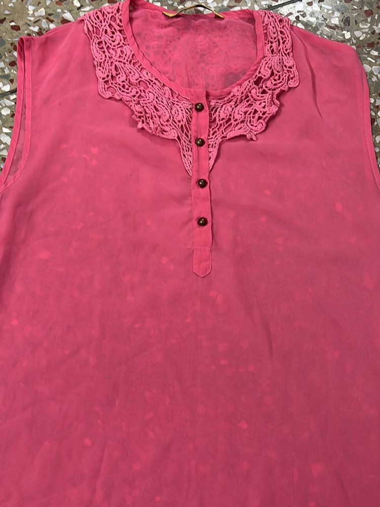 Pink Translucent Top For women