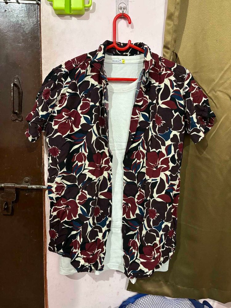 Men's Floral Print Short Sleeve Shirt