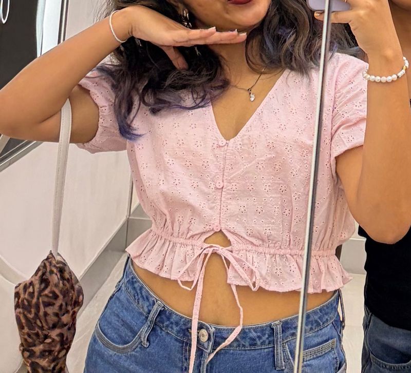 Chic Eyelet Lace Crop Top