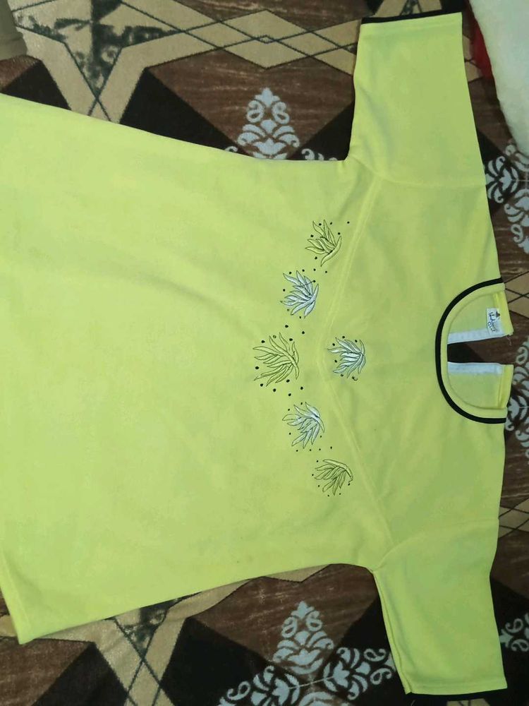 Yellow Embroidered tshirt