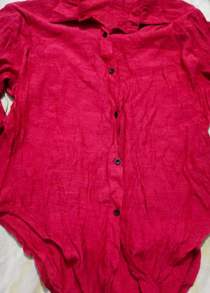 Chic Red Button-Up shirt