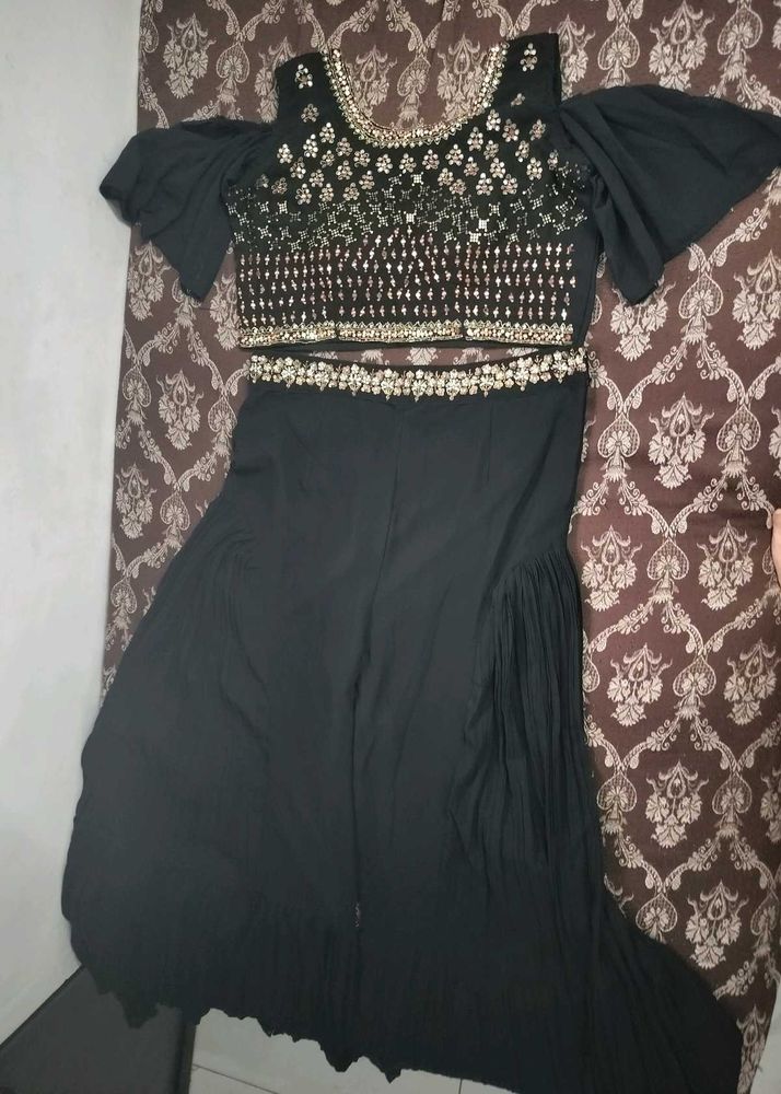 Designer Black Embellished plazo pair