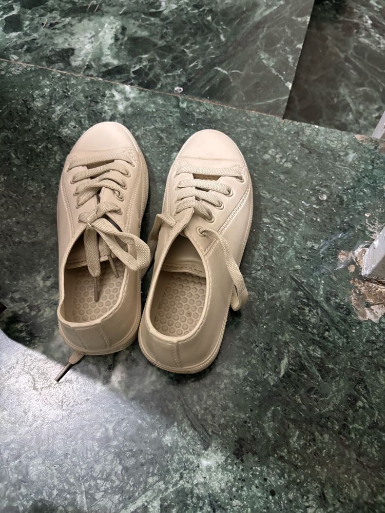 Classic Beige Lace-Up Sneakers