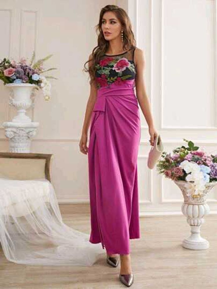 Elegant Floral Embroidered Dress
