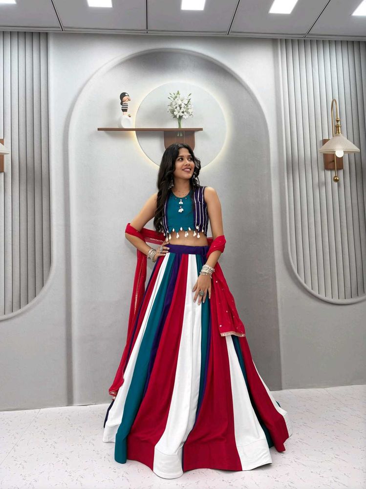 Vibrant Striped Lehenga Choli Set