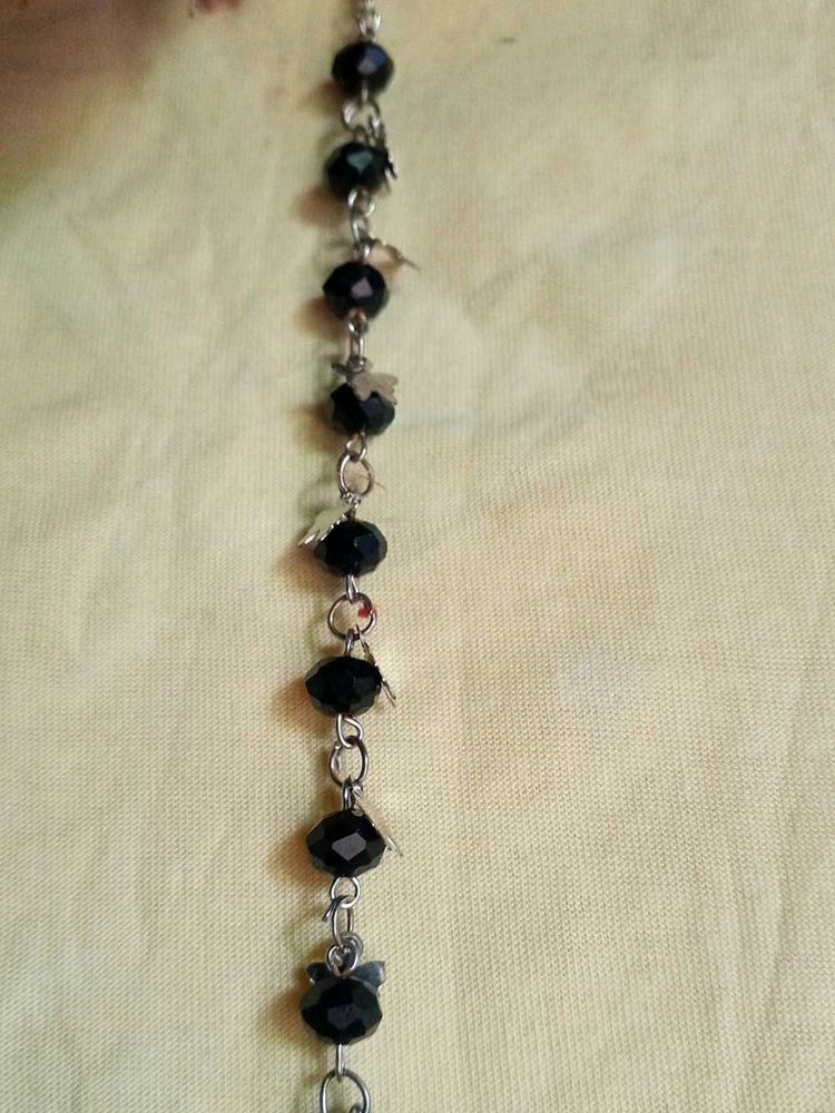 Black Beaded Charm Bracelet
