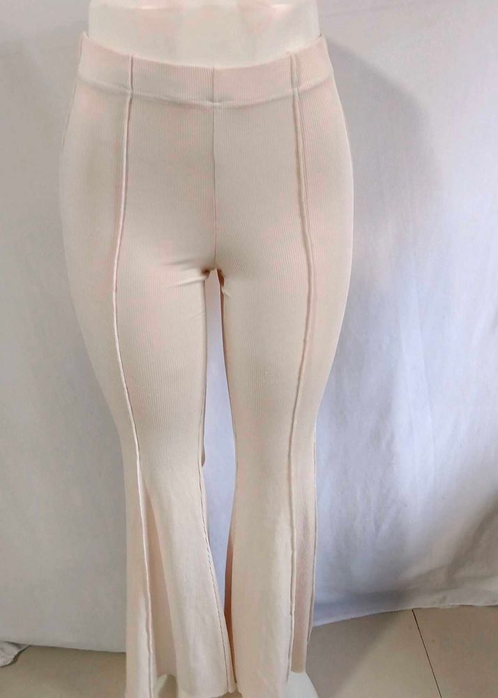 Shein Premium Cream Ribbed Free size Women Pant