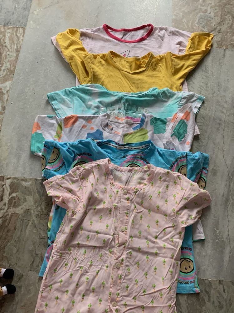 Bundle of 6 girls Pajama Tops