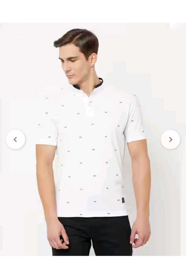 Cantabil Regular Fit Micro Print Cotton Tshirt