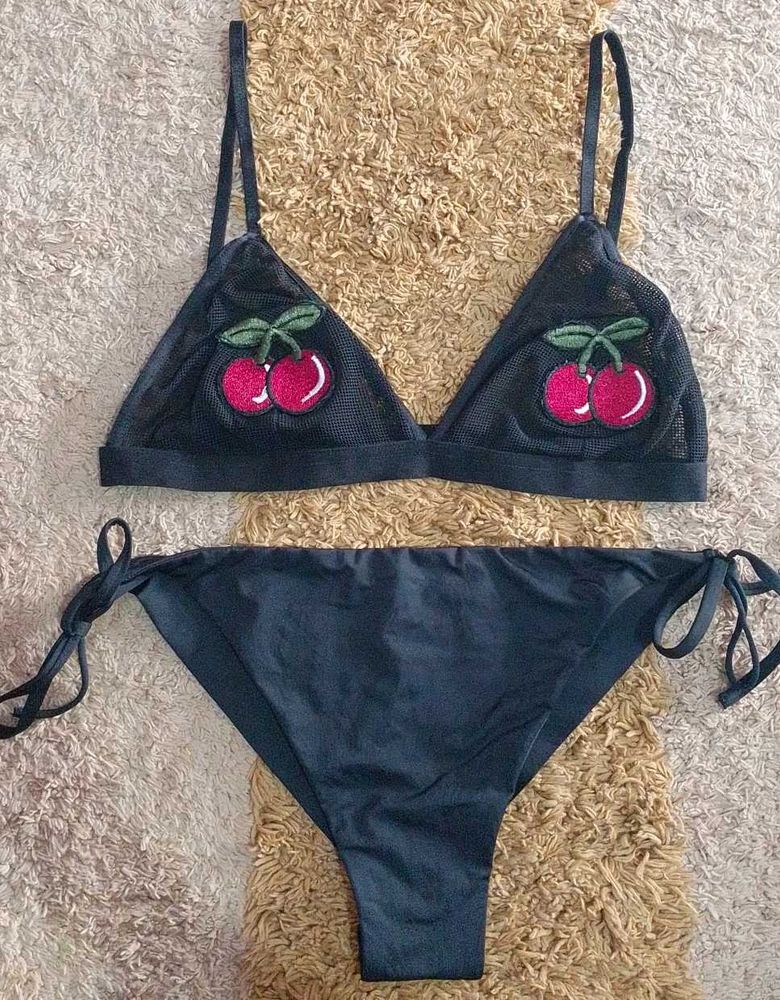 Chic Cherry Applique Bikini Set