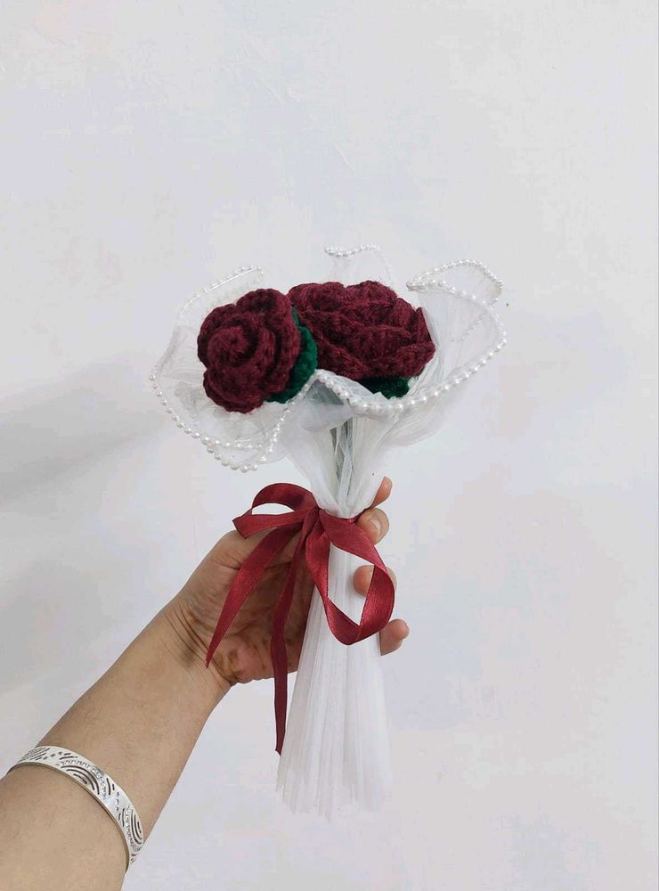 Handmade Crochet Rose Flower Bouquet 🌹
