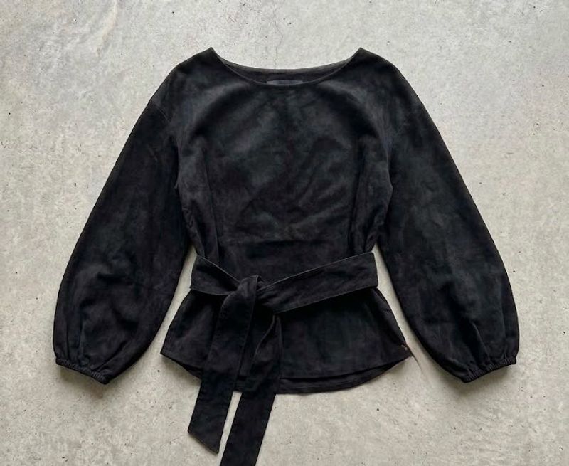 Suede cinch waist top
