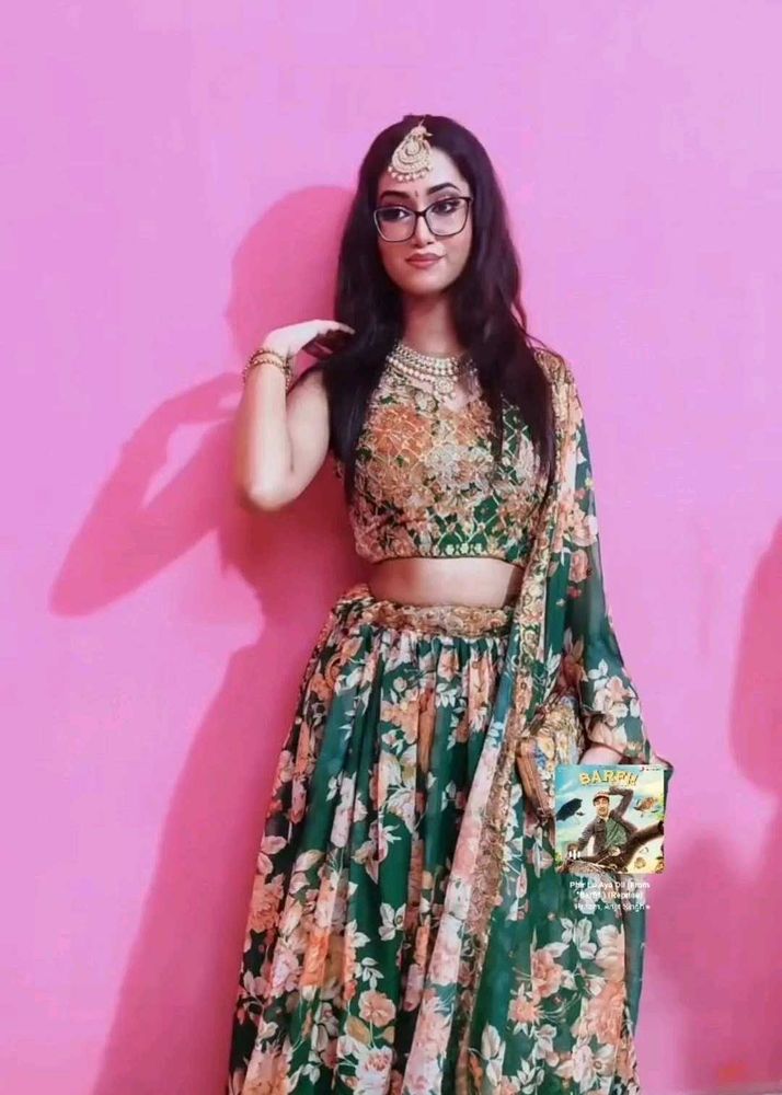 GREEN AND PINK Embroidered LEHENGA💅🏻