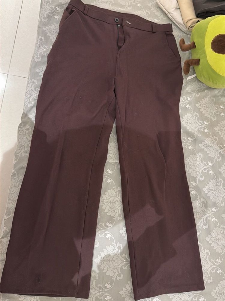 Classic Brown Wide-Leg Trousers