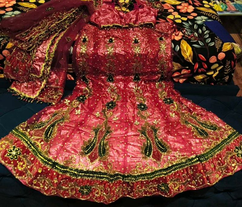 Pink Embroidered Lehenga Choli Set