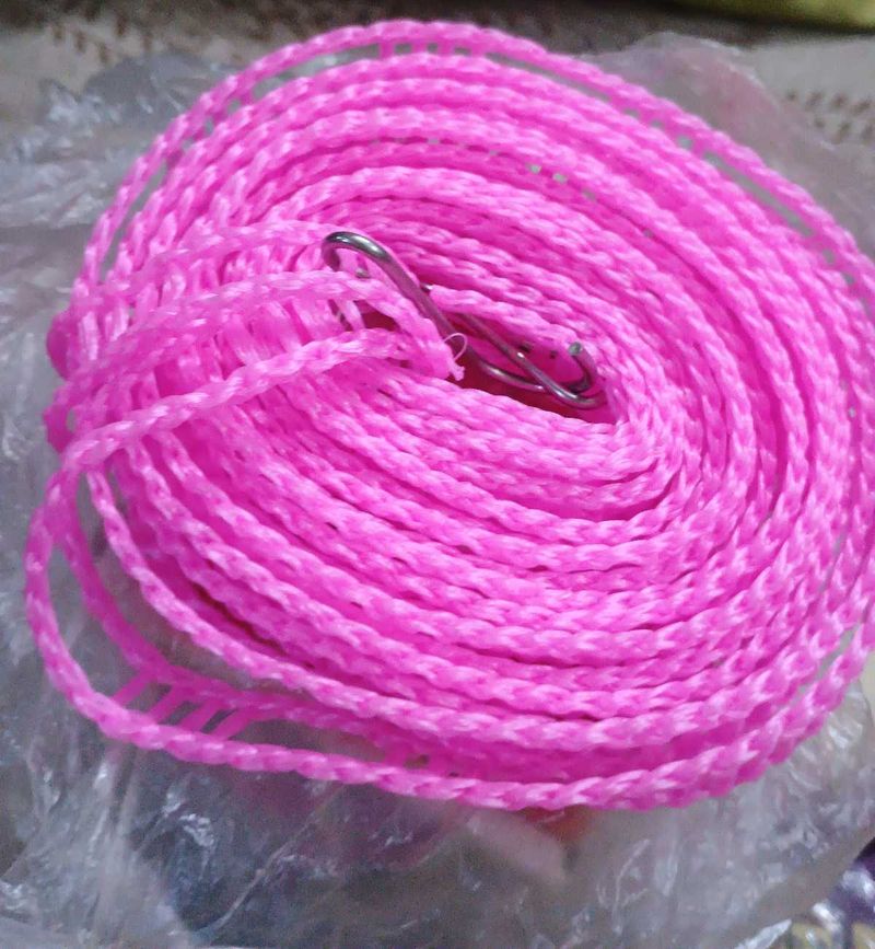 Bright Pink Clothesline with 2  door Hooks