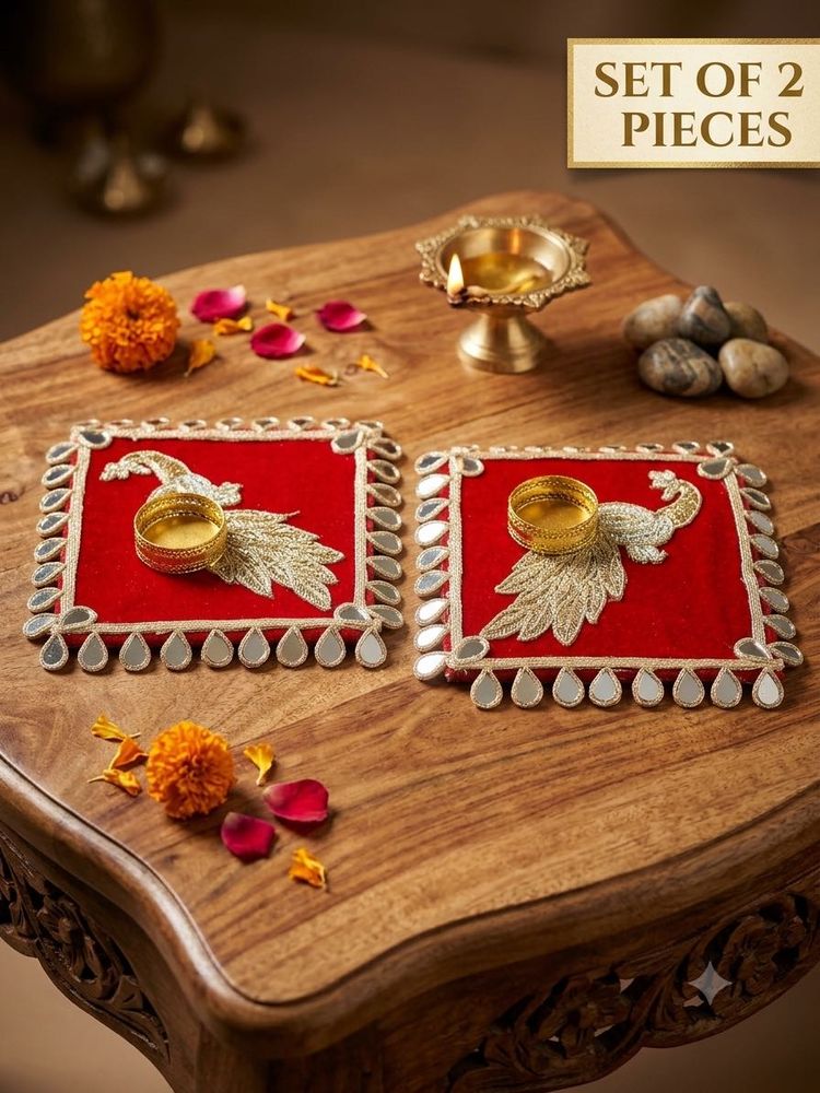 Set of 2 Peacock Diya Holders