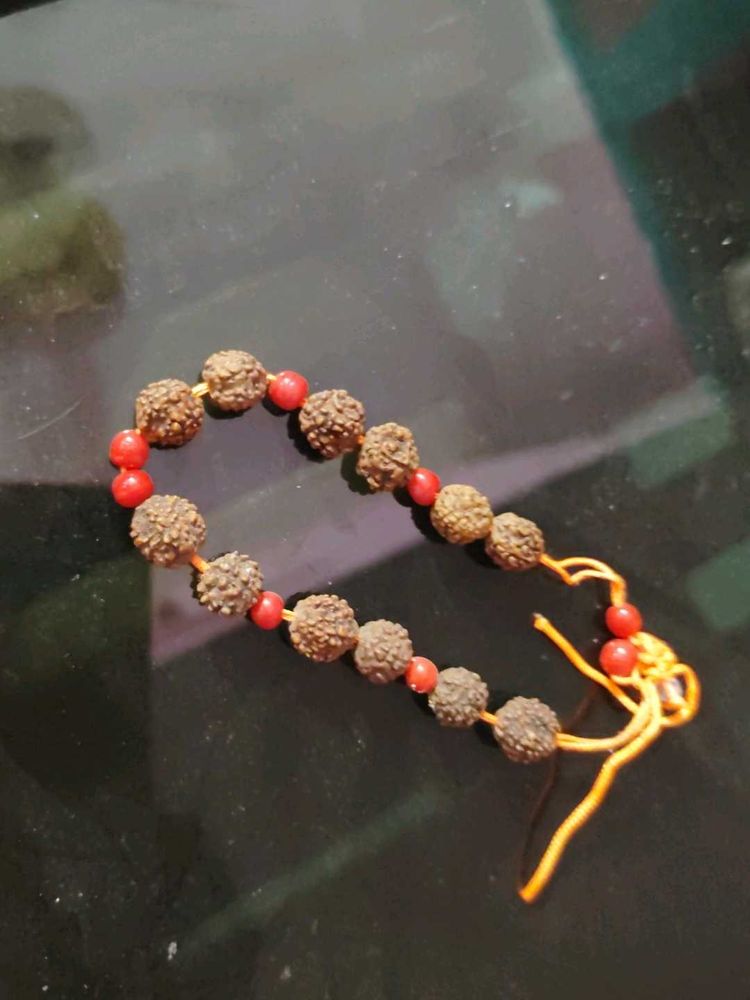 Rudraksha Bracelet with Red Beads