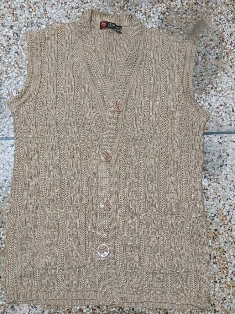 Classic Beige Cable Knit Vest