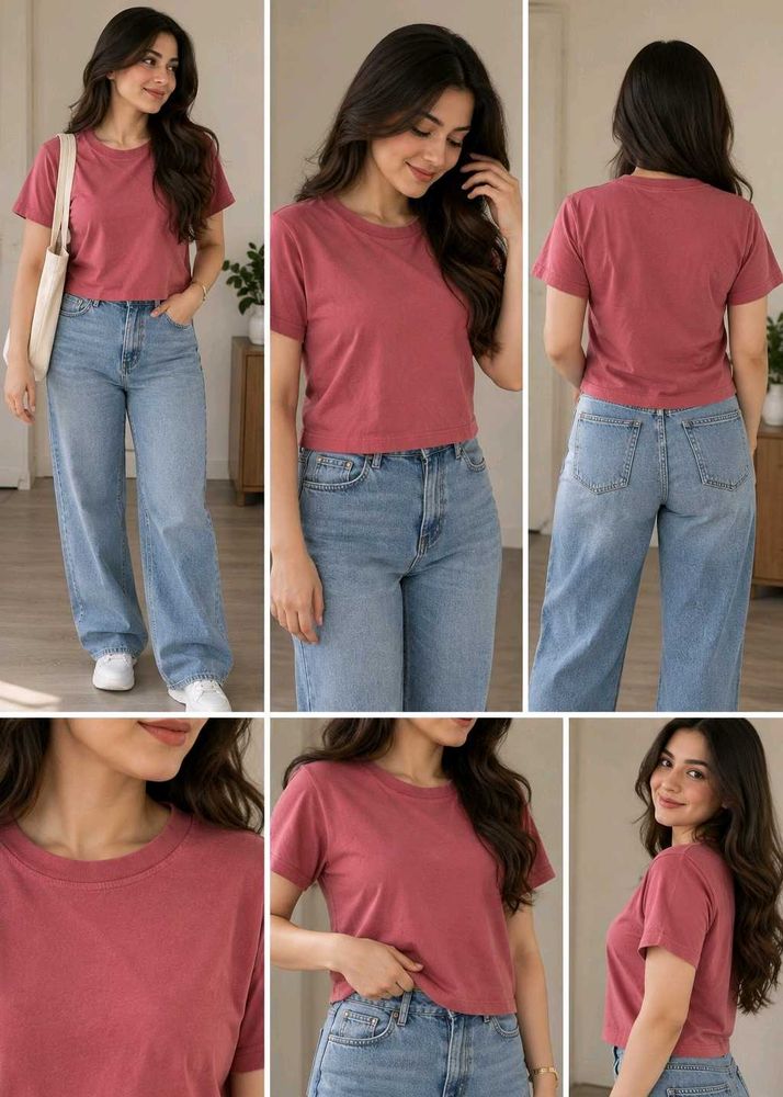 Washed Pink Mock Neck T-Shirt
