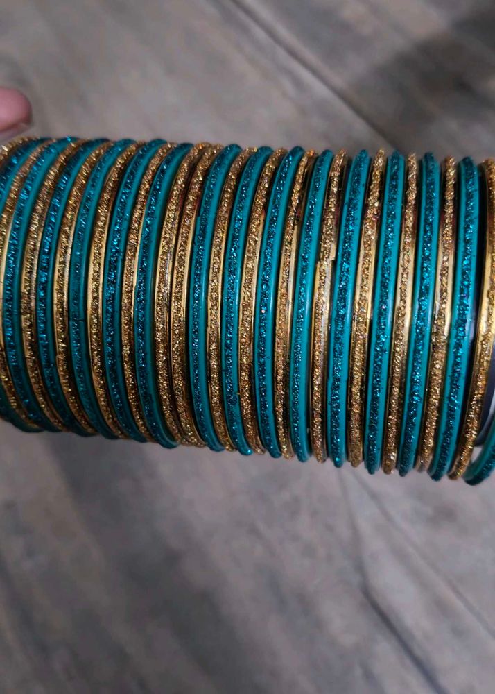 Teal &amp; Gold Bangle Set