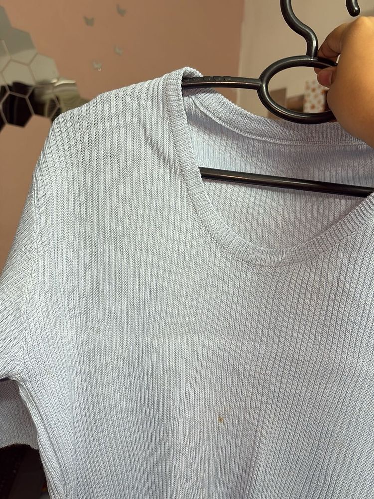 Light Blue Ribbed T-Shirt