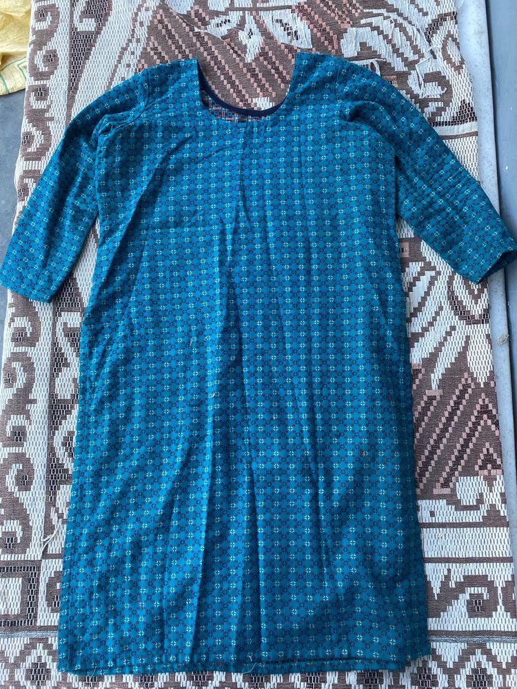 Teal Blue winter Kurta/maxy