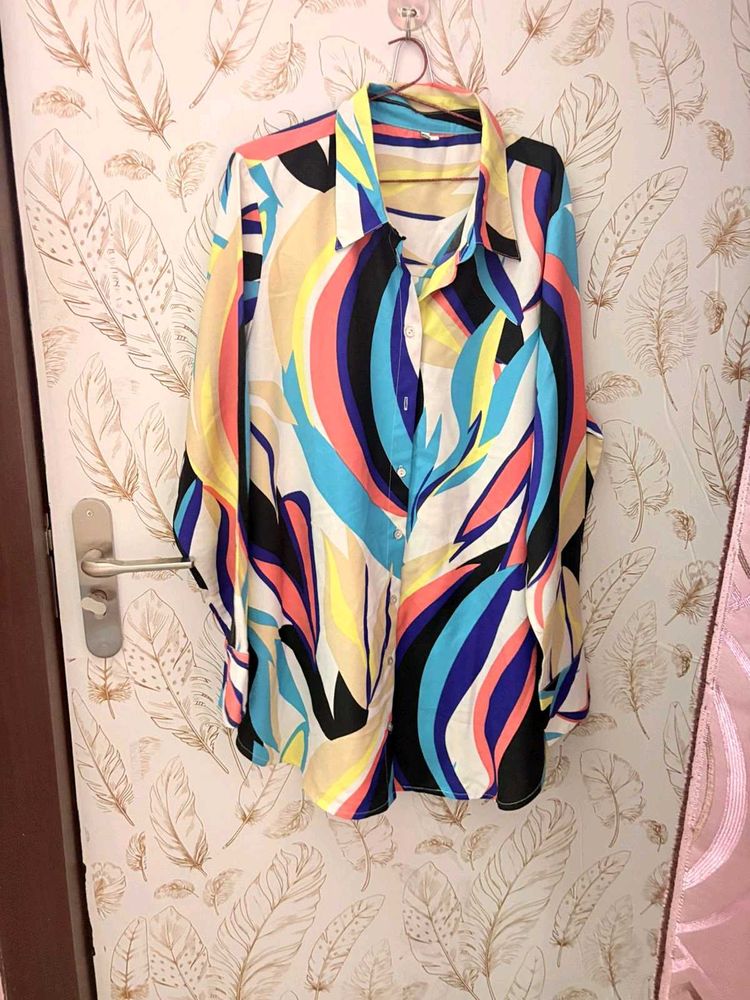 Vero Moda Vibrant Abstract Print Button-Up Shirt