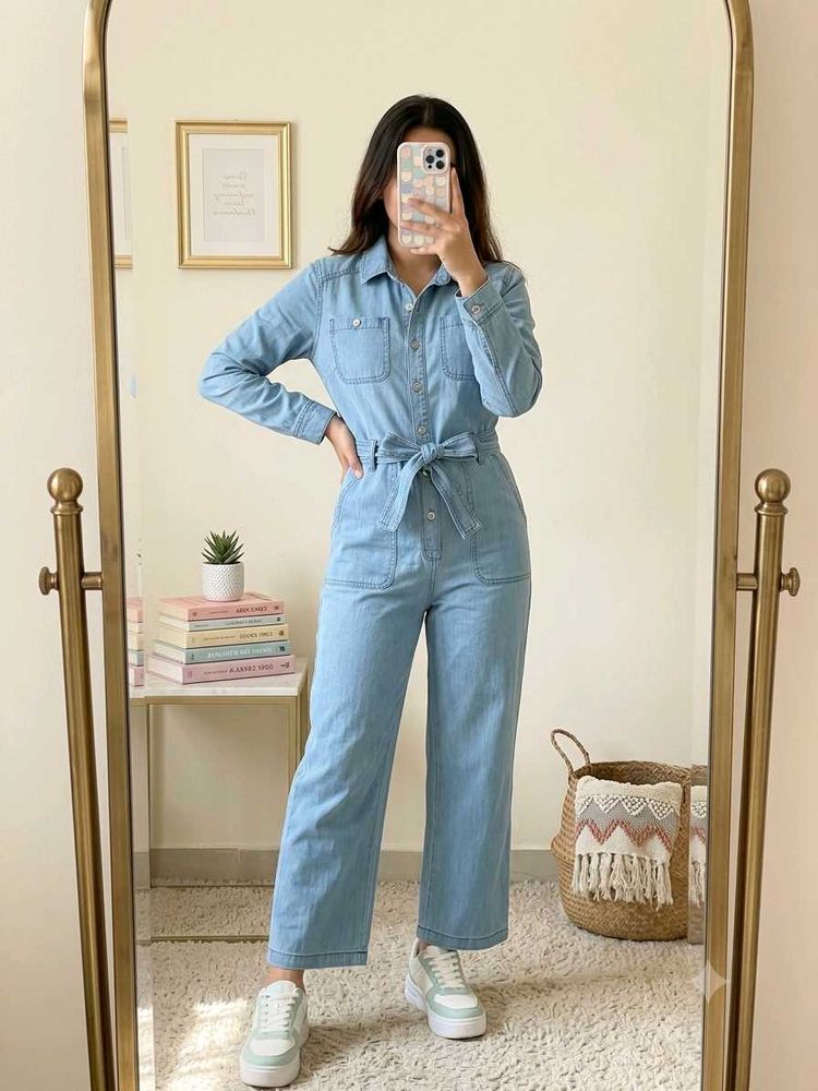 Light Wash Denim Jumpsuit