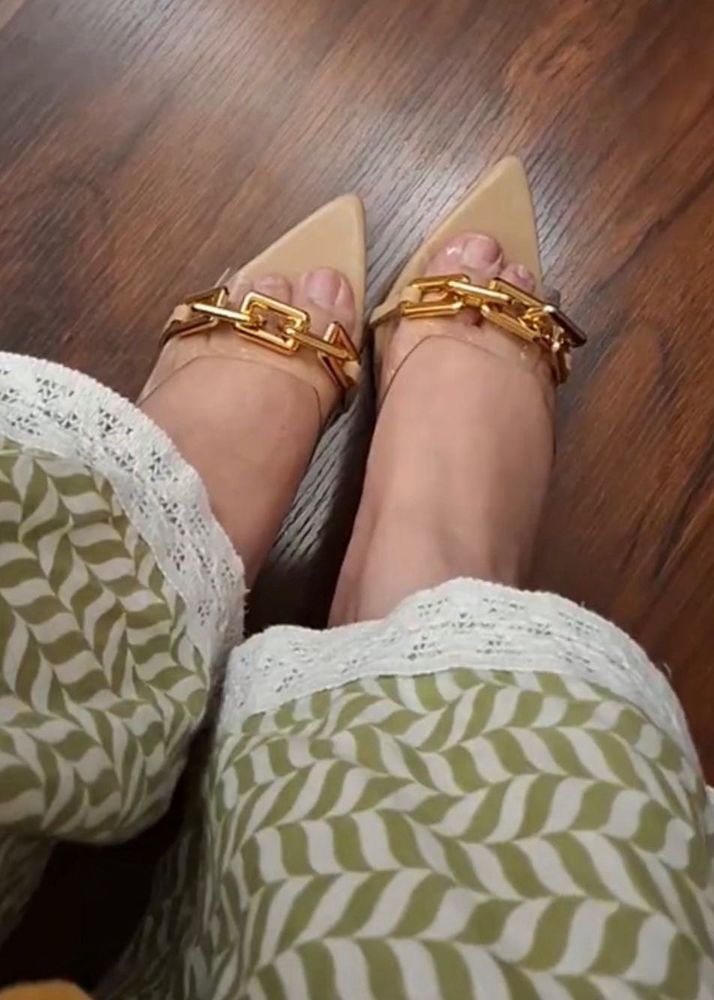 beige transparent heels