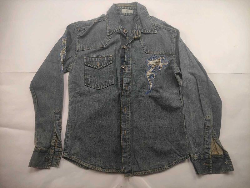 Men's Embroidered Denim Shirt