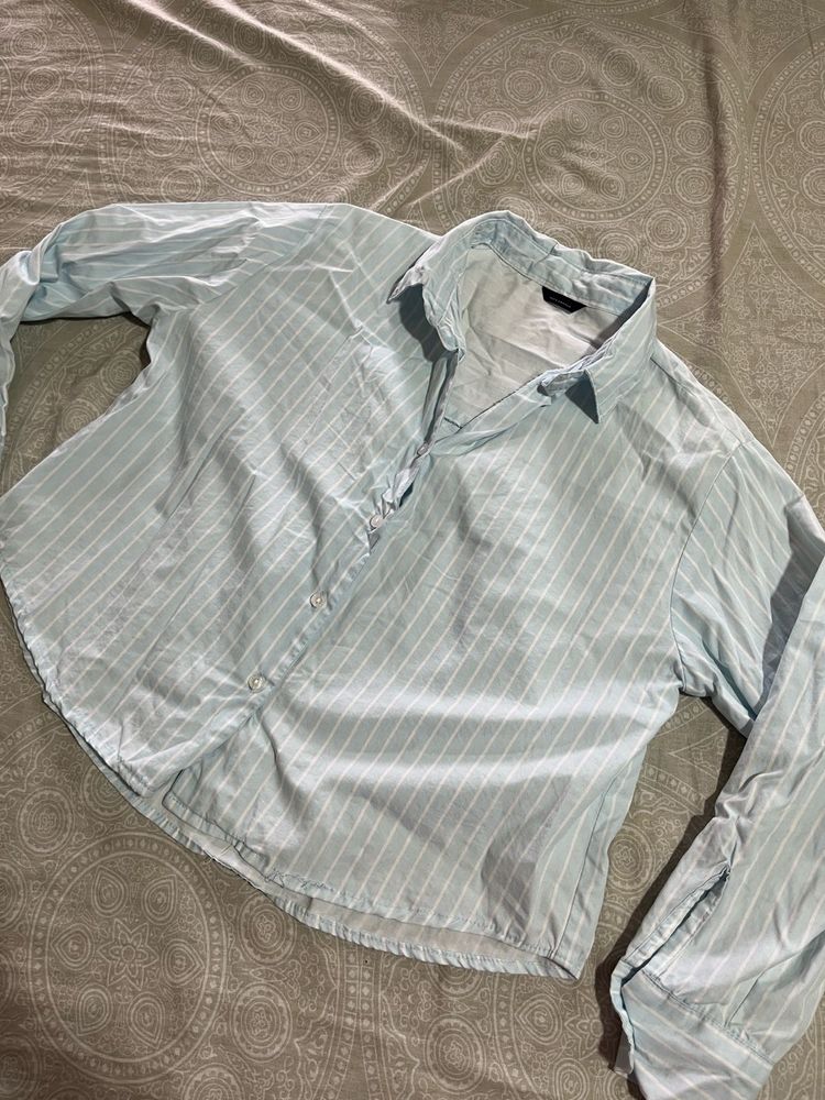 Light Blue Striped Button-Down Shirt