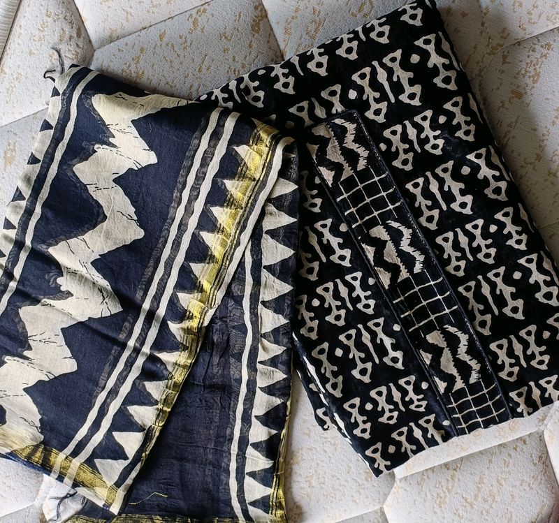Jaipuri Block Printed Bandhani Style Suit Set