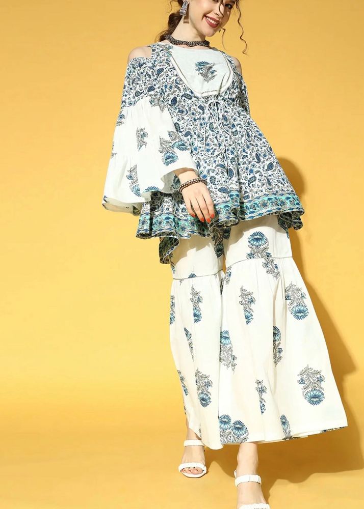 Elegant Printed Kurta Set with Palazzo
