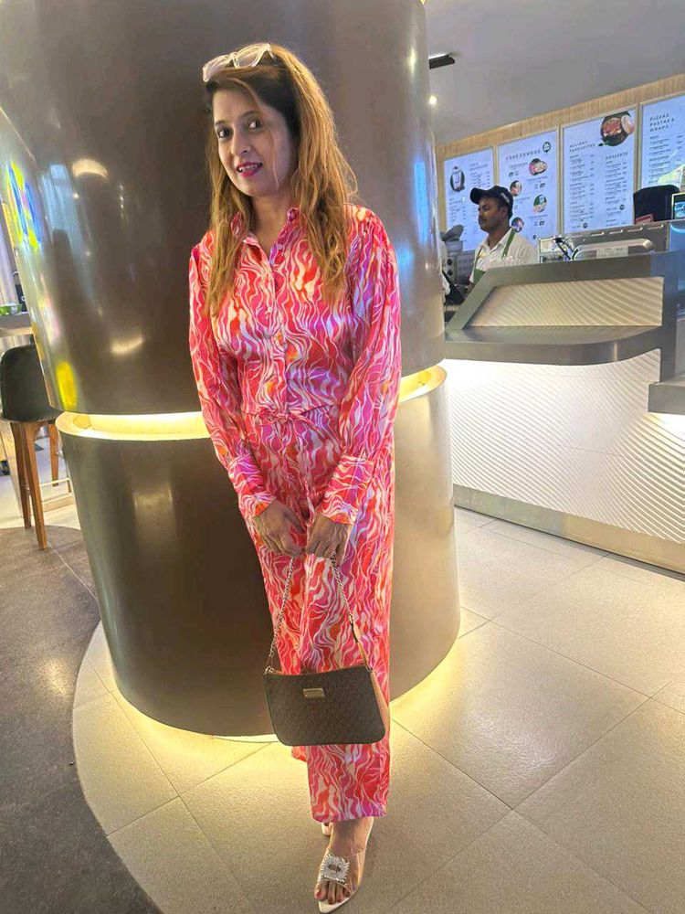 Chic Pink Abstract Print Co-ord Set