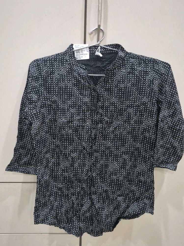 Black &amp; White Printed Kurta