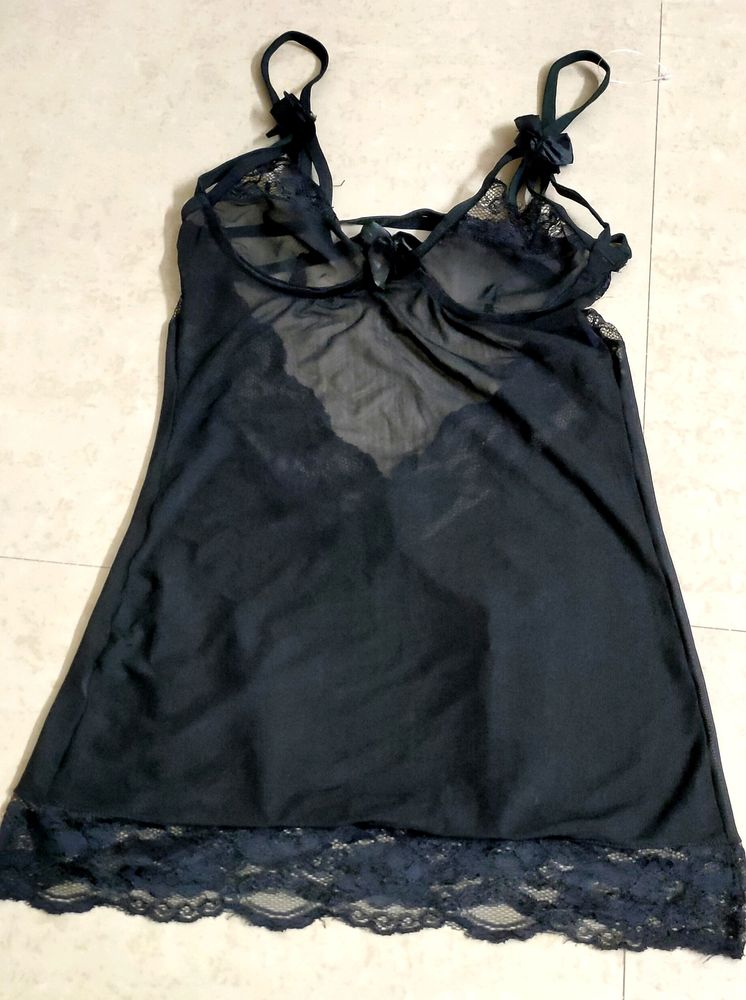 Black Lace Trim Chemise