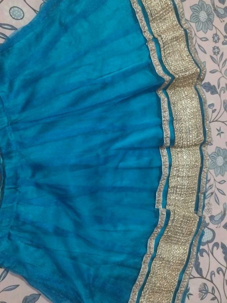 Elegant Teal Ethnic lahnga for baby girls