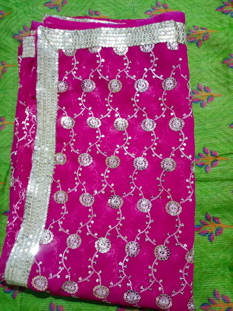 Fully Worked Light Weighted Rani Pink Saree