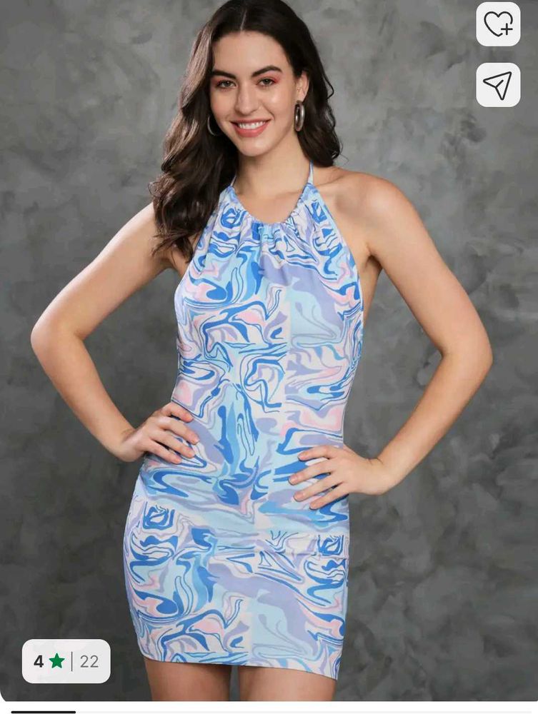 Boho Marble Print Halter Dress