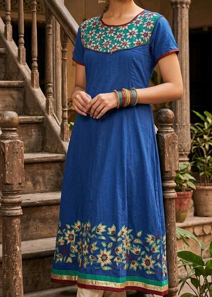 Vibrant Blue Cotton Kurta