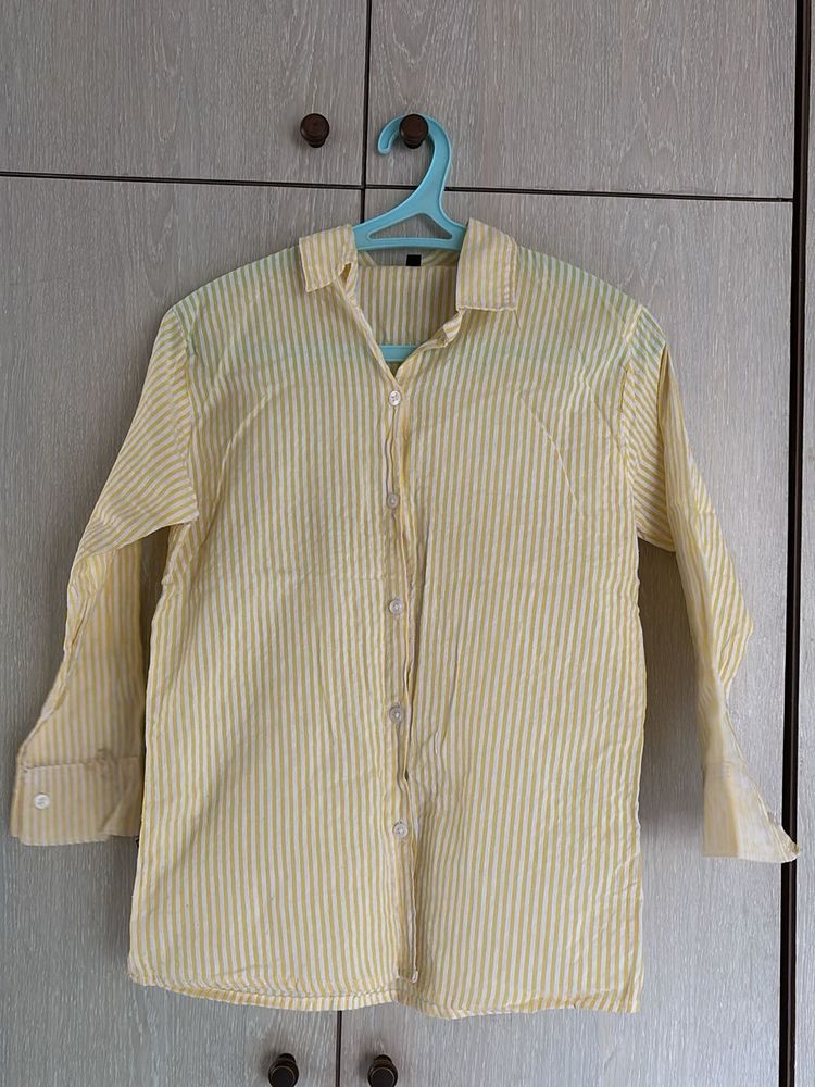 Yellow Striped Button-Up Shirt