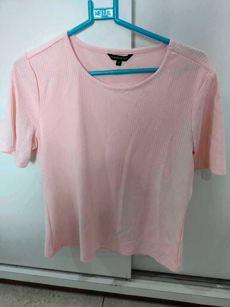 New Pink Ribbed T-shirt