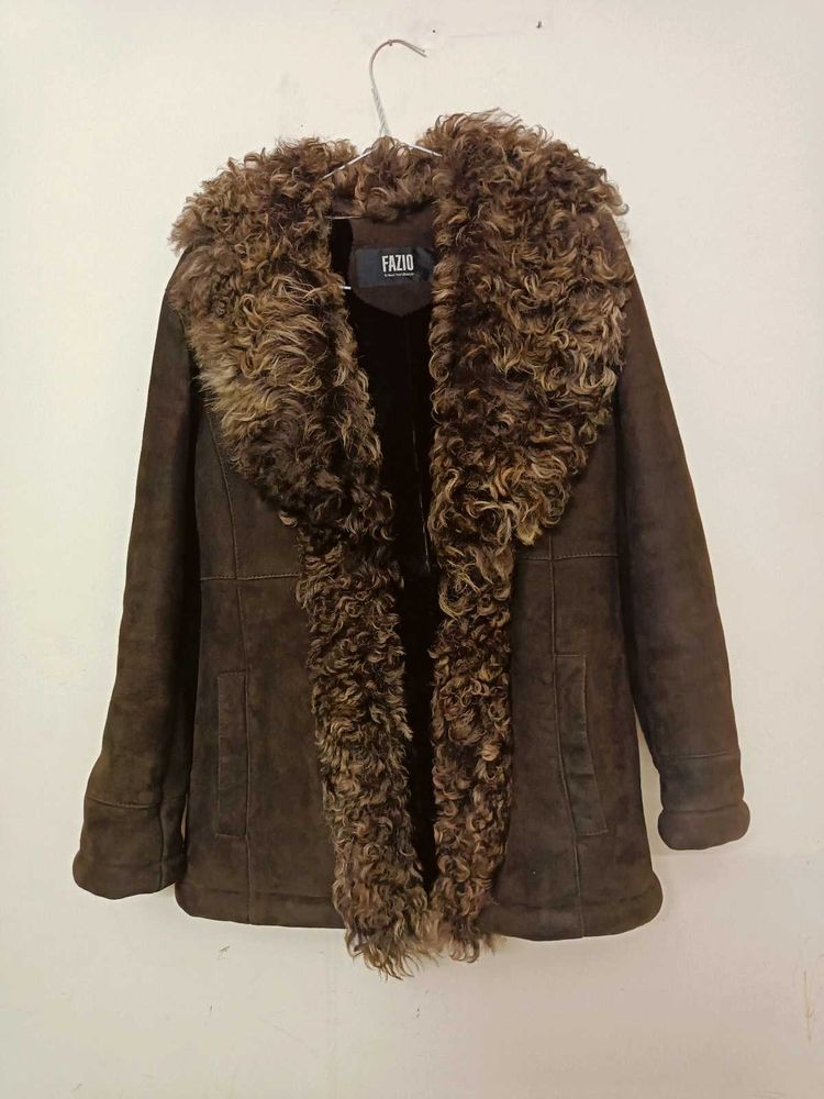 Chic Brown Faux Fur Trimmed Jacket