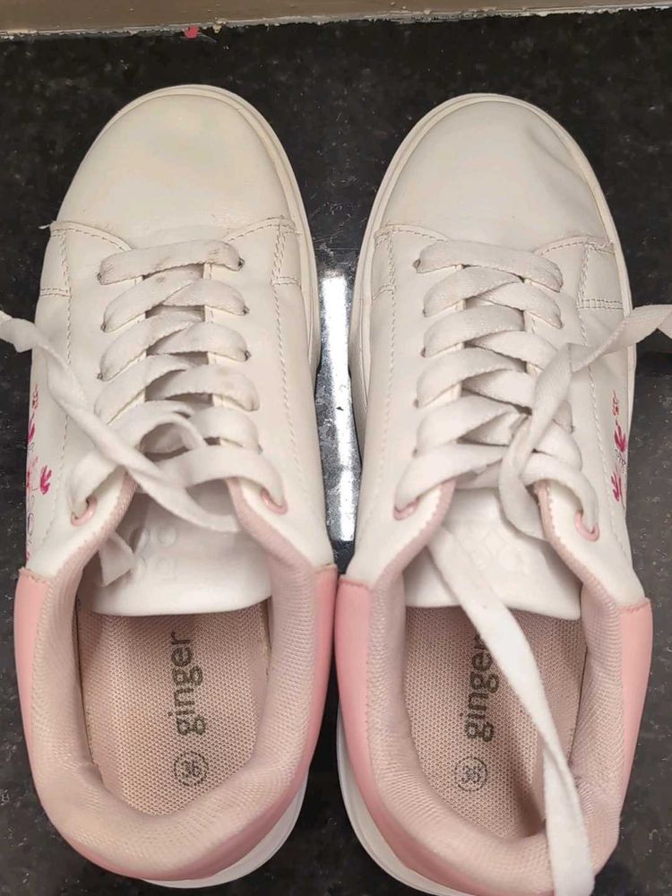 White &amp; Pink Sneakers