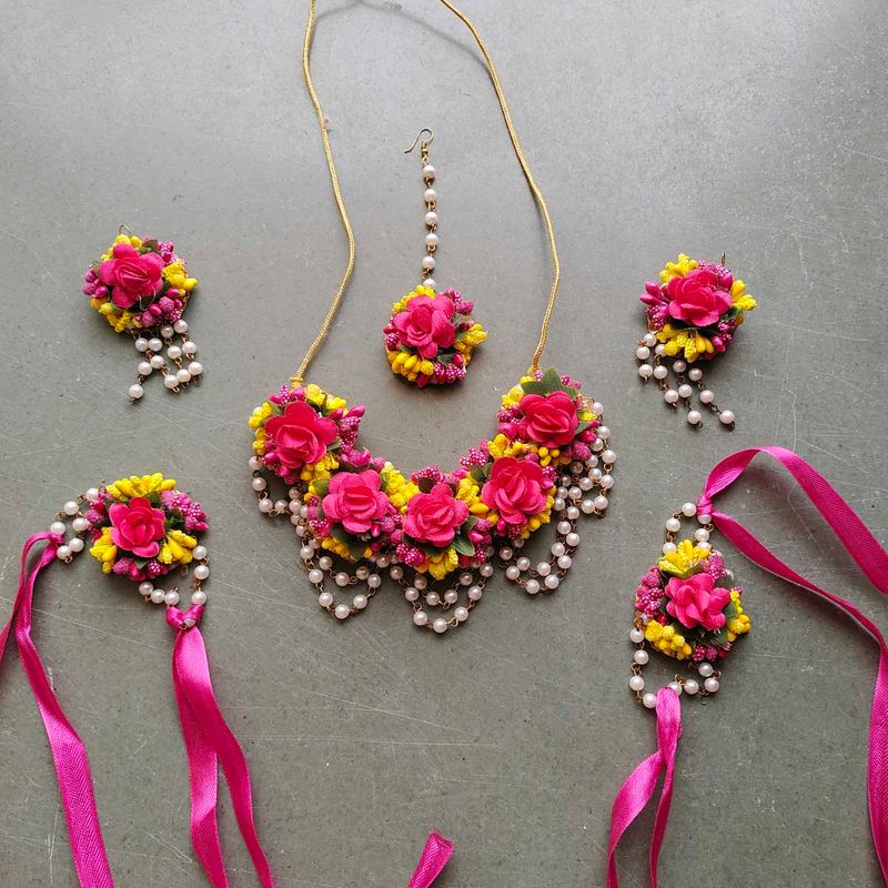 Haldi floral jewellery Set