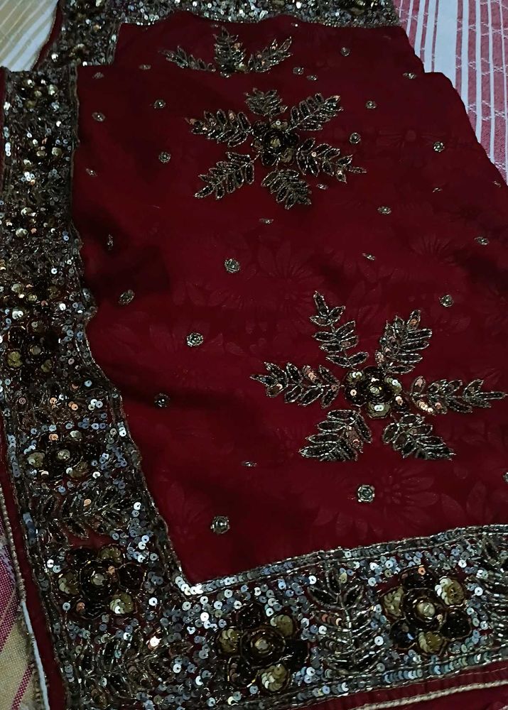 Beautiful dark red saree
