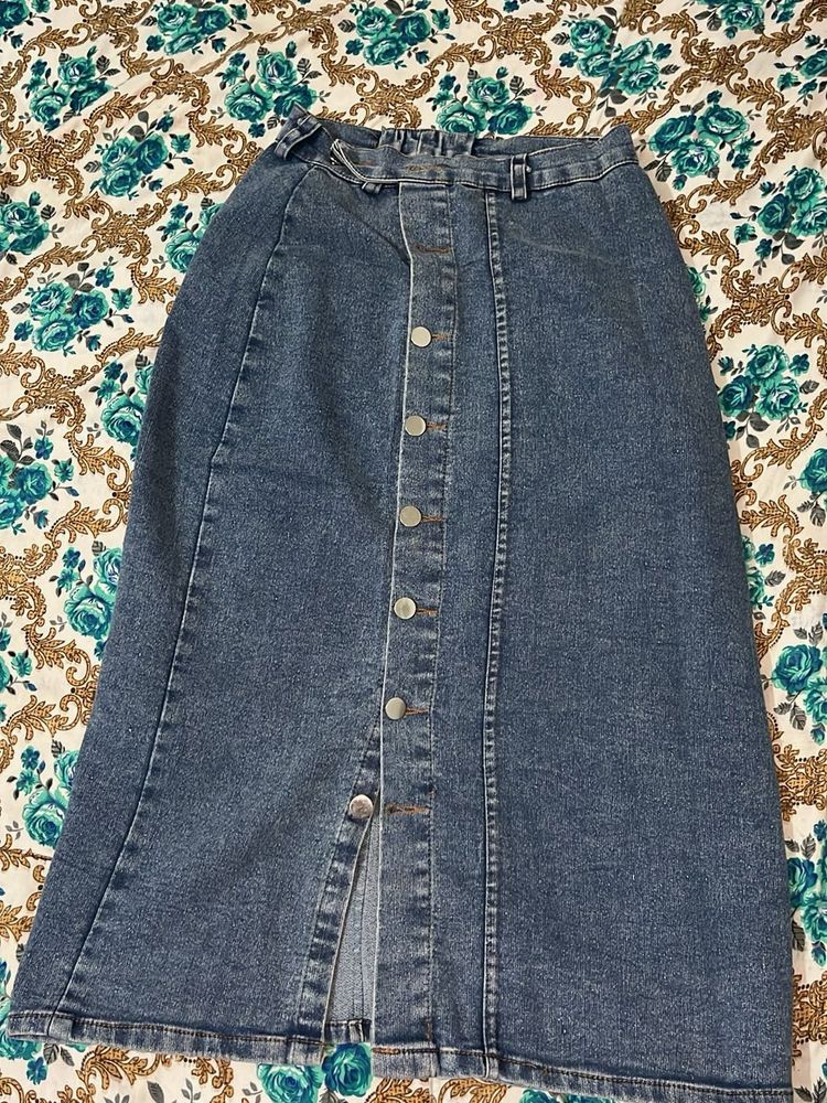 Classic Denim Midi Skirt