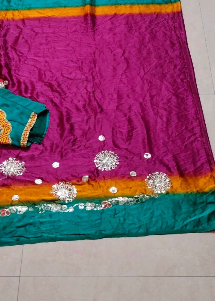 Vibrant Saree with Embellishments